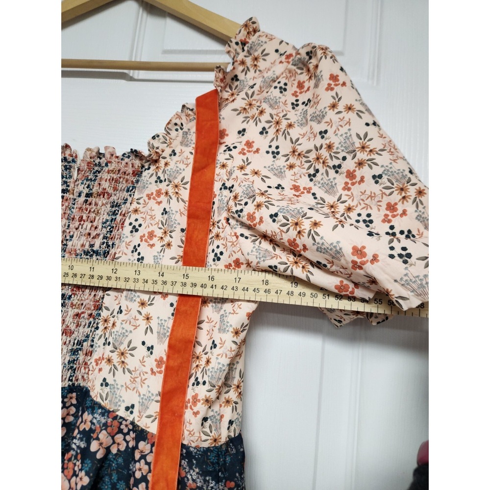 Ivy City Co Flowers For All Dress Womens XL Short sleeve Midi Cottage Peasant - Picture 7 of 10